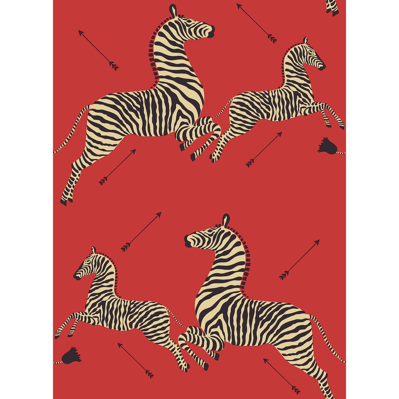 Scalamandre Masai Red Zebra Safari Peel & Stick Wallpaper